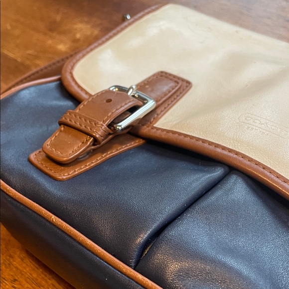 Coach Cream, Blue, and Brown Leather Crossbody Bag - Picture 5 of 16